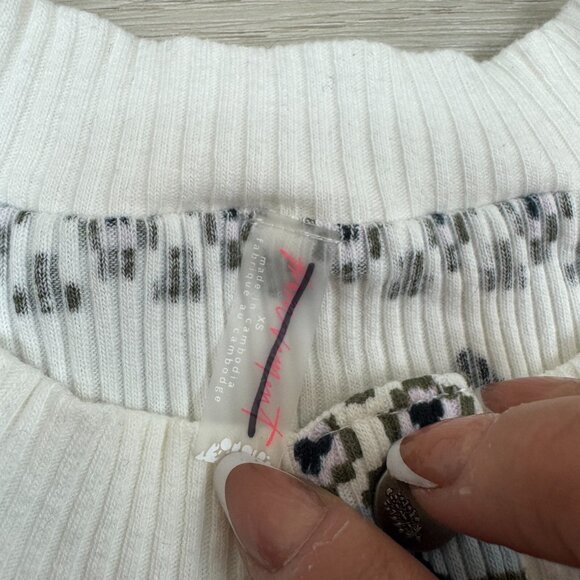 Free People Rally Rib Henley Top Size XS White Aspen Range Ivory Long Sleeve - Picture 6 of 6